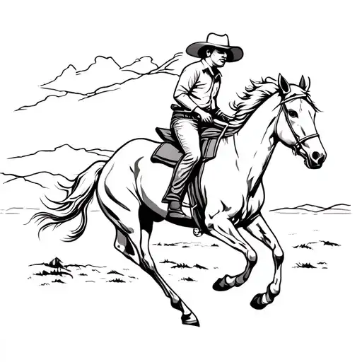 australian cowboy themed tattoo bucking horse cattle campdraft Australian stockman tattoo outline  tattoo design idea