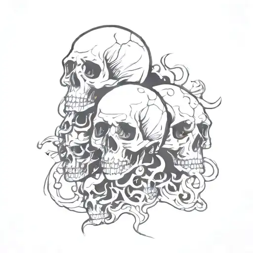 skulls and smoke tattoo design idea