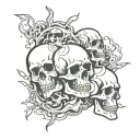skulls and smoke tattoo design idea