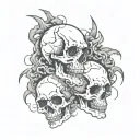 skulls and smoke tattoo design idea