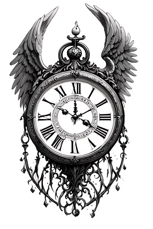 Angel clock tattoo design idea