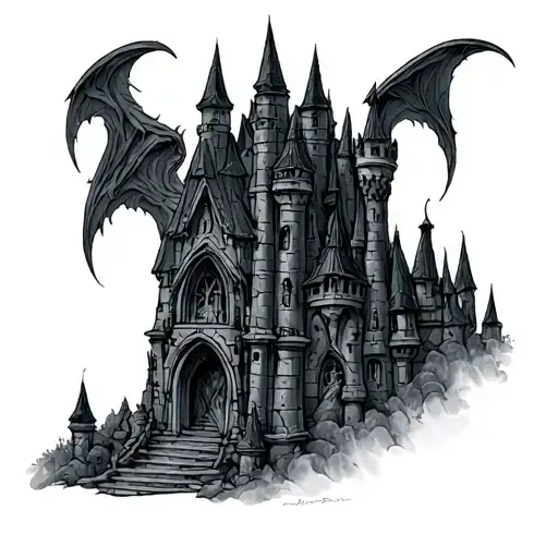 the dark crystal castle tattoo design idea
