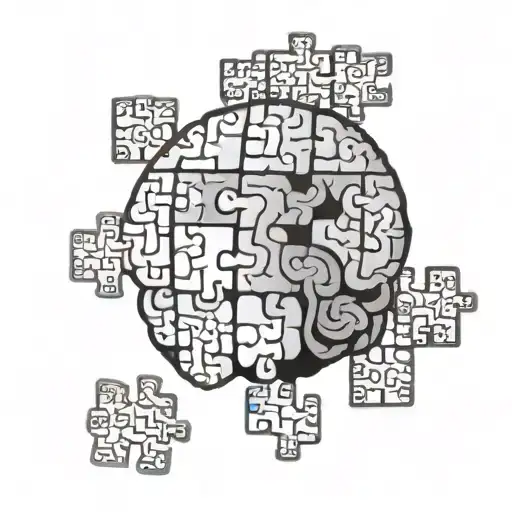 brain with puzzle pieces and sudoku numbers tattoo design idea