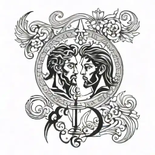 Libra and Capricorn men lovers gay tattoo design idea