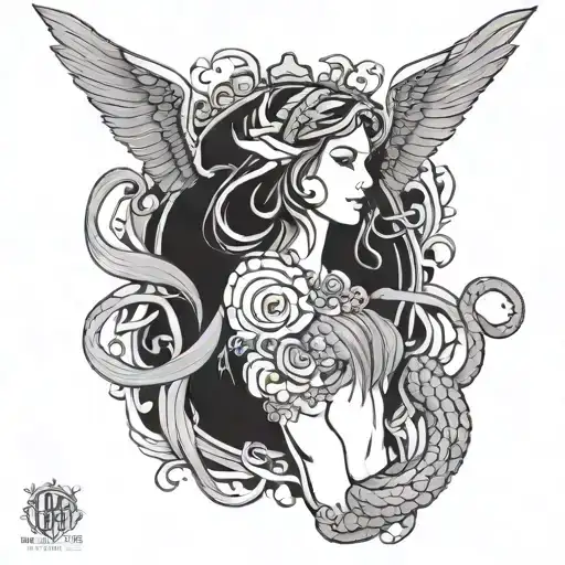 siren, posidon god, sea life, alantis tattoo design idea
