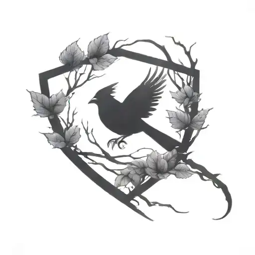 cardinal flying silhouette tattoo design idea