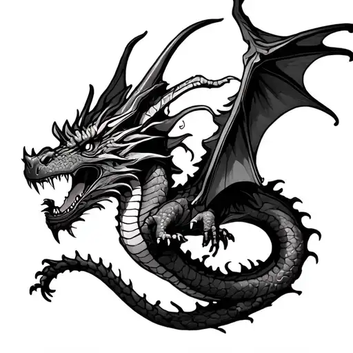 meleys dragon flying across tattoo design idea