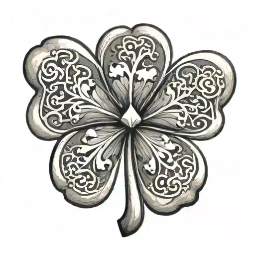a 5 leaf clover with the word Francis tattoo design idea