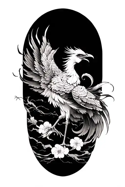 ​The subject: "Japanese phoenix".​The style: "Japanese style", "neo Japanese" "manga"​The placement: "Designed for underneath tattoo design idea