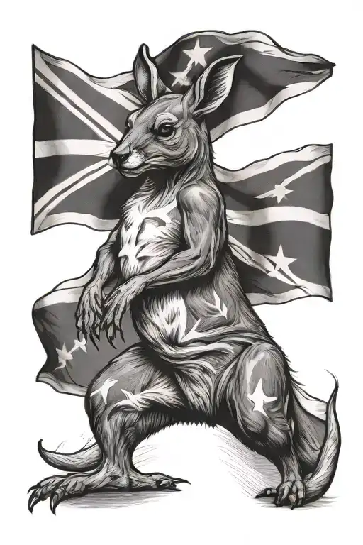 Aussie flag with a boxing kangaroo tattoo design idea