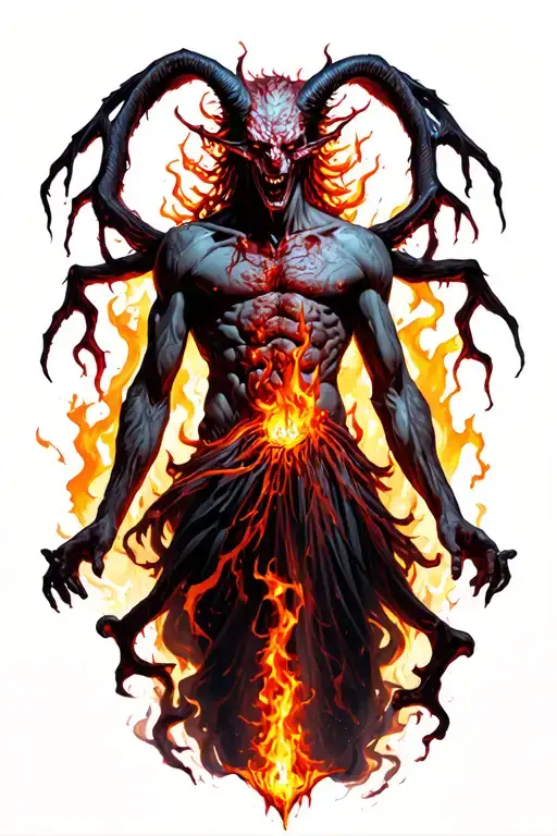 male incubus demon in hell tattoo design idea