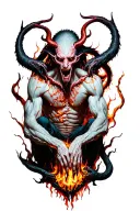 male incubus demon in hell tattoo design idea