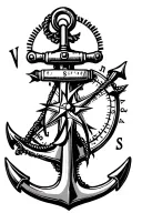 Compass rose with anchor tattoo design idea