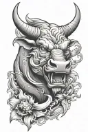 angry bull With koi fish tattoo design idea