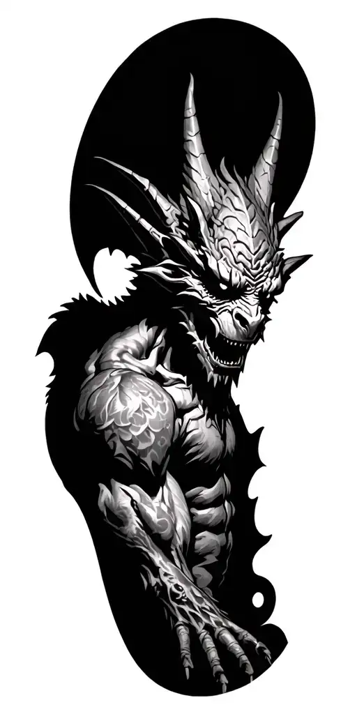 Hi. The gargoyle should look demonic in a gothic style, the background should look shaded. The tattoo is on a right arm. tattoo design idea