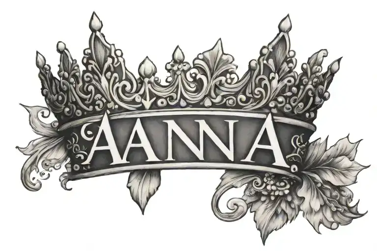 the name "Anna" with a crown next to it tattoo design idea