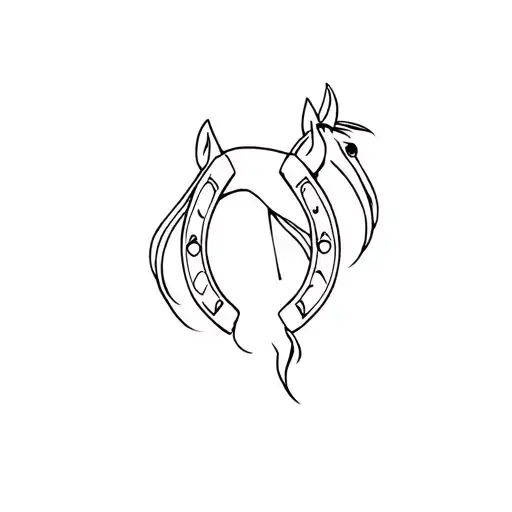 horse and horseshoe intertwined tattoo design idea