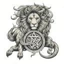 leo zodiac symbol with Capricorn zodiac symbol intertwined just symbols no animals  tattoo design idea