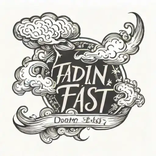 fadin' fast written on a night sky in smoke tattoo design idea