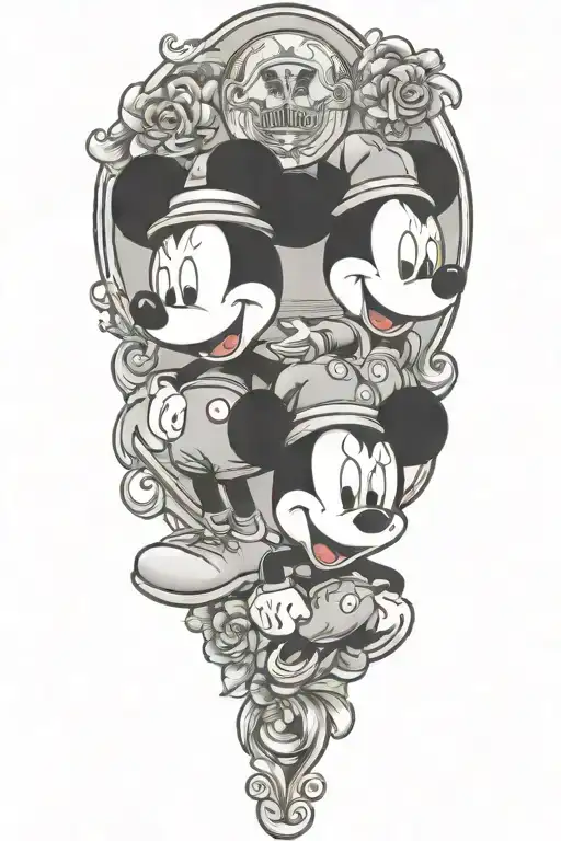 Mickey and Minnie chicano style tattoo design idea