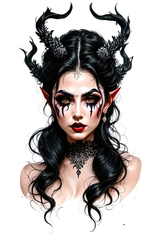 beautiful evil woman tattoo design idea