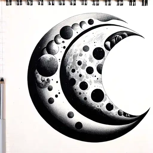 moon phases going down the spine with cool designs to compliment it tattoo design idea