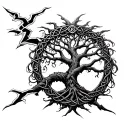 Celtic tree of life and lightning storm and Odin  tattoo design idea
