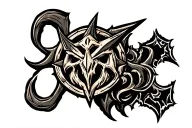 warlock symbol blended tattoo design idea