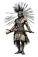 African warriors guarding me brandishing weapons tattoo design idea