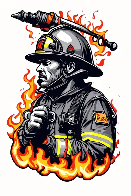 Firefighter Flame Save or perish tattoo design idea