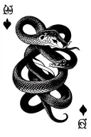trust no one snake wrapped tightly mask surrounded ,cards tattoo design idea