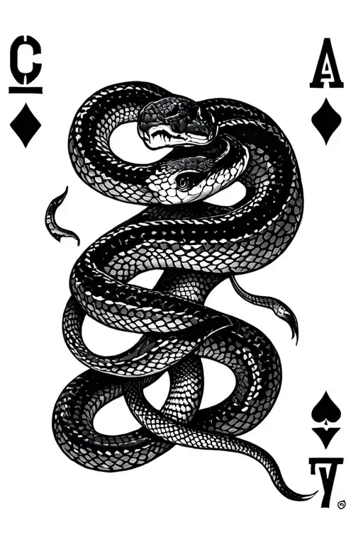 trust no one snake wrapped tightly mask surrounded ,cards tattoo design idea