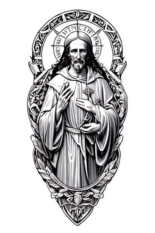 st Benedict medal tattoo design idea