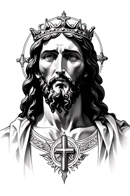 jesus cross crown tattoo design idea
