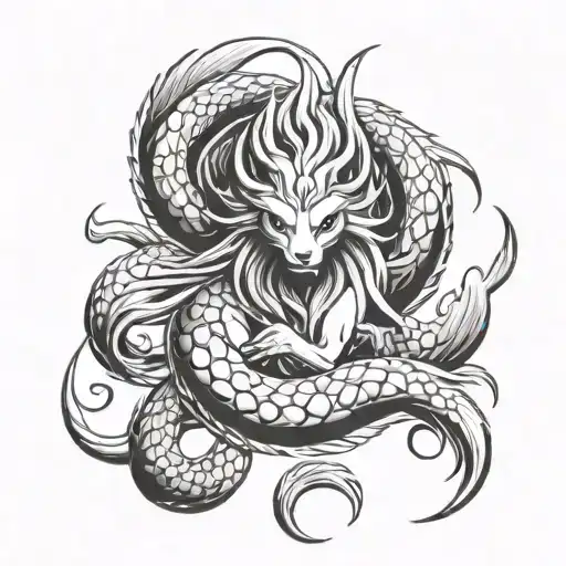kurama nine tail tattoo design idea