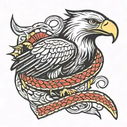 eagle vs snake wrapped tattoo design idea