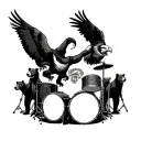 daredevil, venom, eagle, two bear cubs, American flag, drum set tattoo design idea