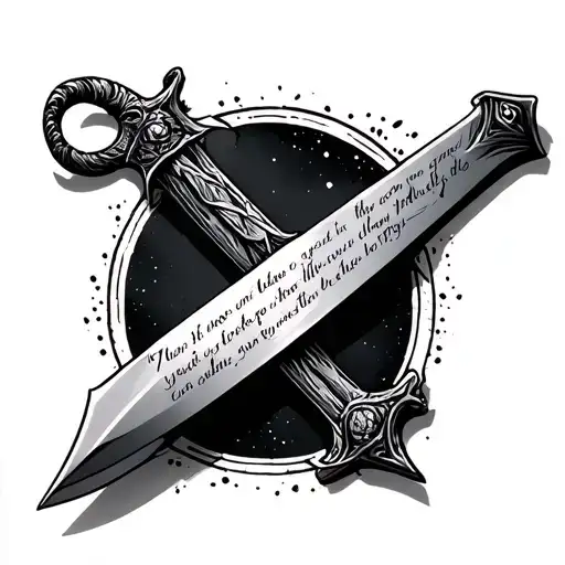 Sword with verse Proverbs 18:24 on blade  tattoo design idea