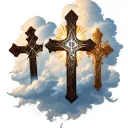 3 crosses with clouds tattoo design idea