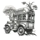 school bus connected tattoo design idea