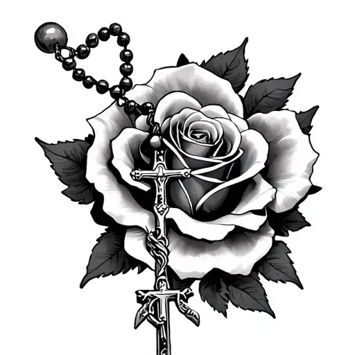 Avery with rosary beads tattoo design idea