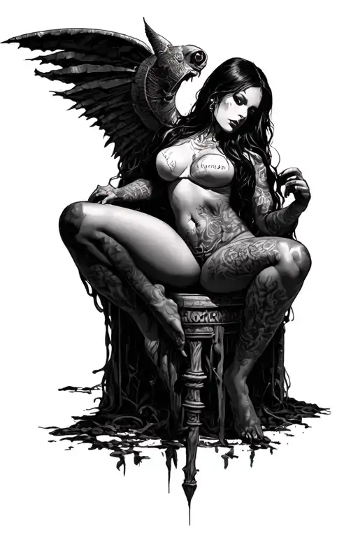 slut dungeon scene tattoo design idea