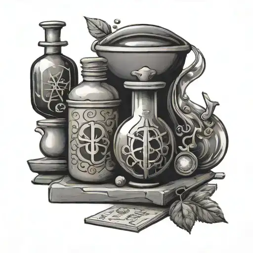 pharmacy symbols like potion tattoo design idea