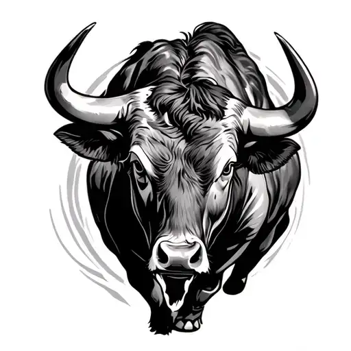 bull charging tattoo design idea