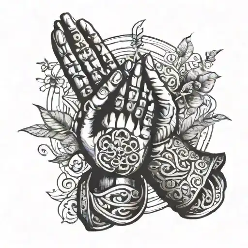 two pray hands, bible vers isaiah 43:5 tattoo design idea