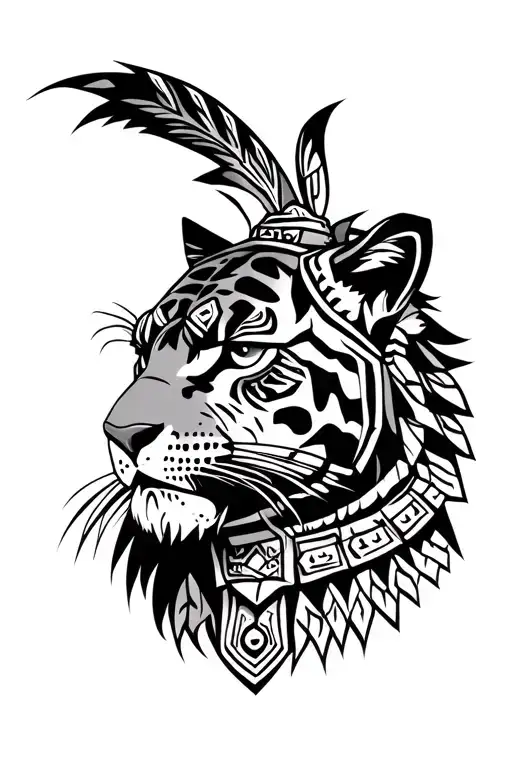 Aztec jaguar warrior tattoo design idea