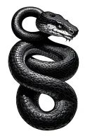 black thin snake coiled  tattoo design idea