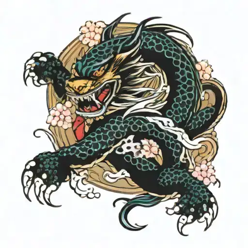 dragons, tigers, samurai, koi fish, cherry blossom arm sleeve tattoo design idea