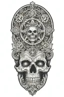 Incorporate an aum symbol, momento mori tattoo design idea