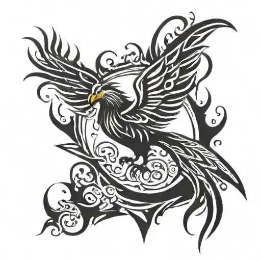 Phoenix rising from flames tattoo design idea